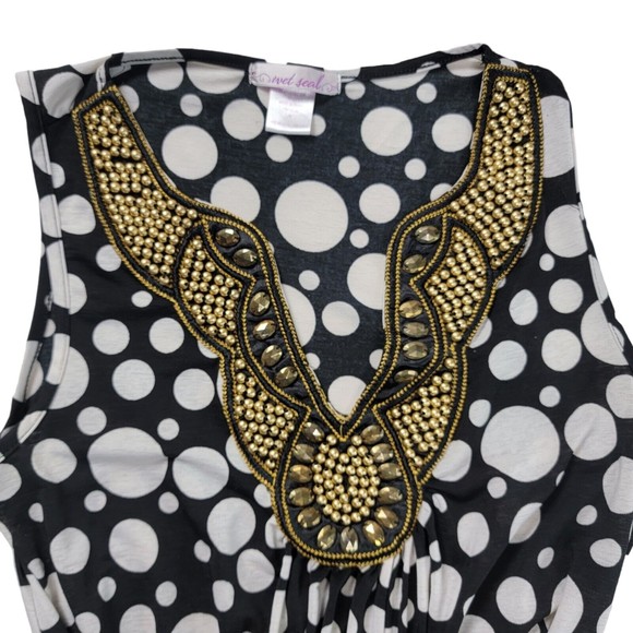 Vintage 90s Wet Seal Dressy Tank Top Blouse Womens S / M Embellished Polkadot - Picture 16 of 16